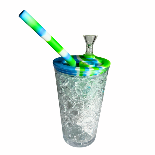 Bong Vaso Silicona Y Plastico Color Verde