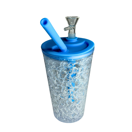 Bong Vaso Silicona Y Plastico Color Celeste