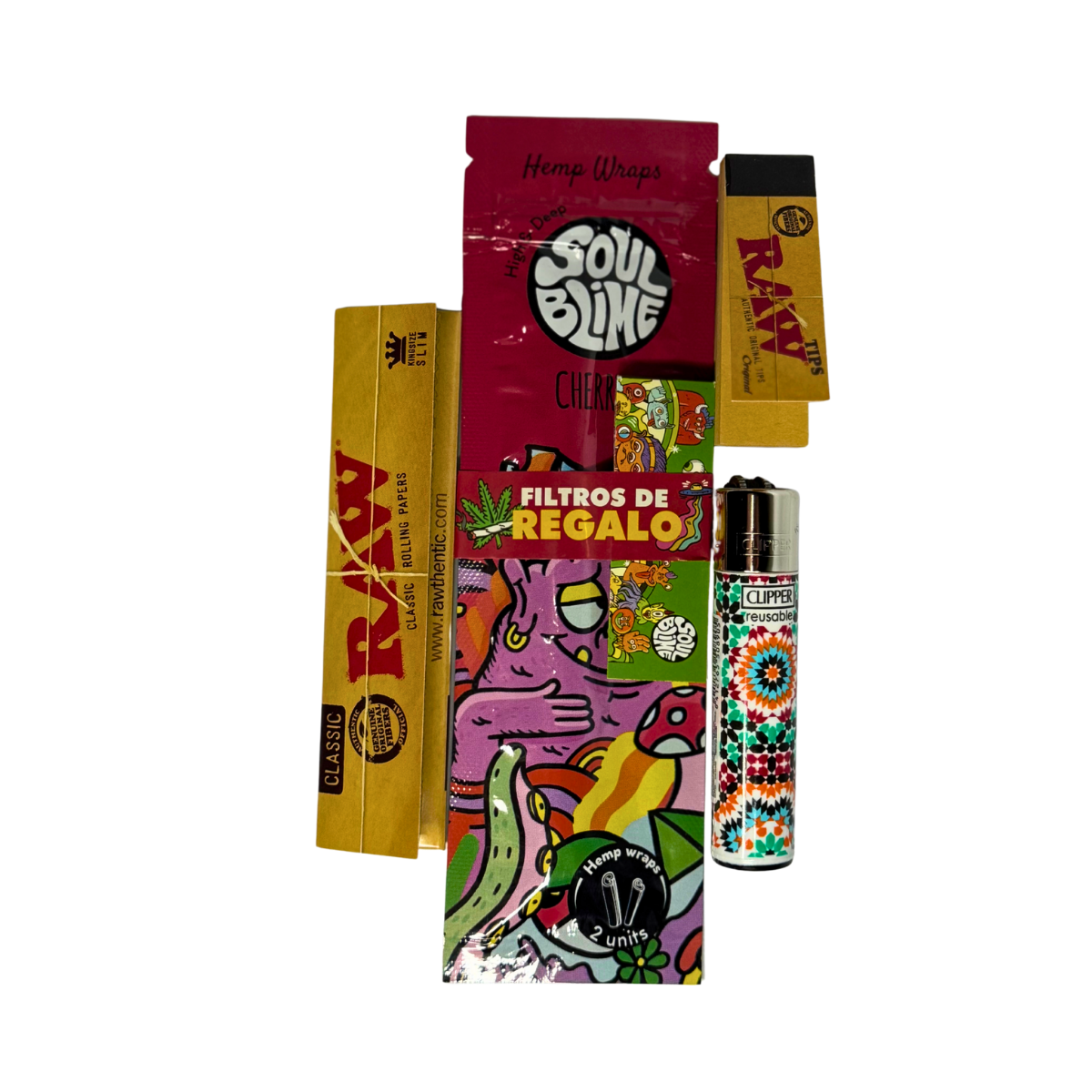 Pack Accesorios para Fumar – Papeles, Blunt, Filtros y Encendedor
