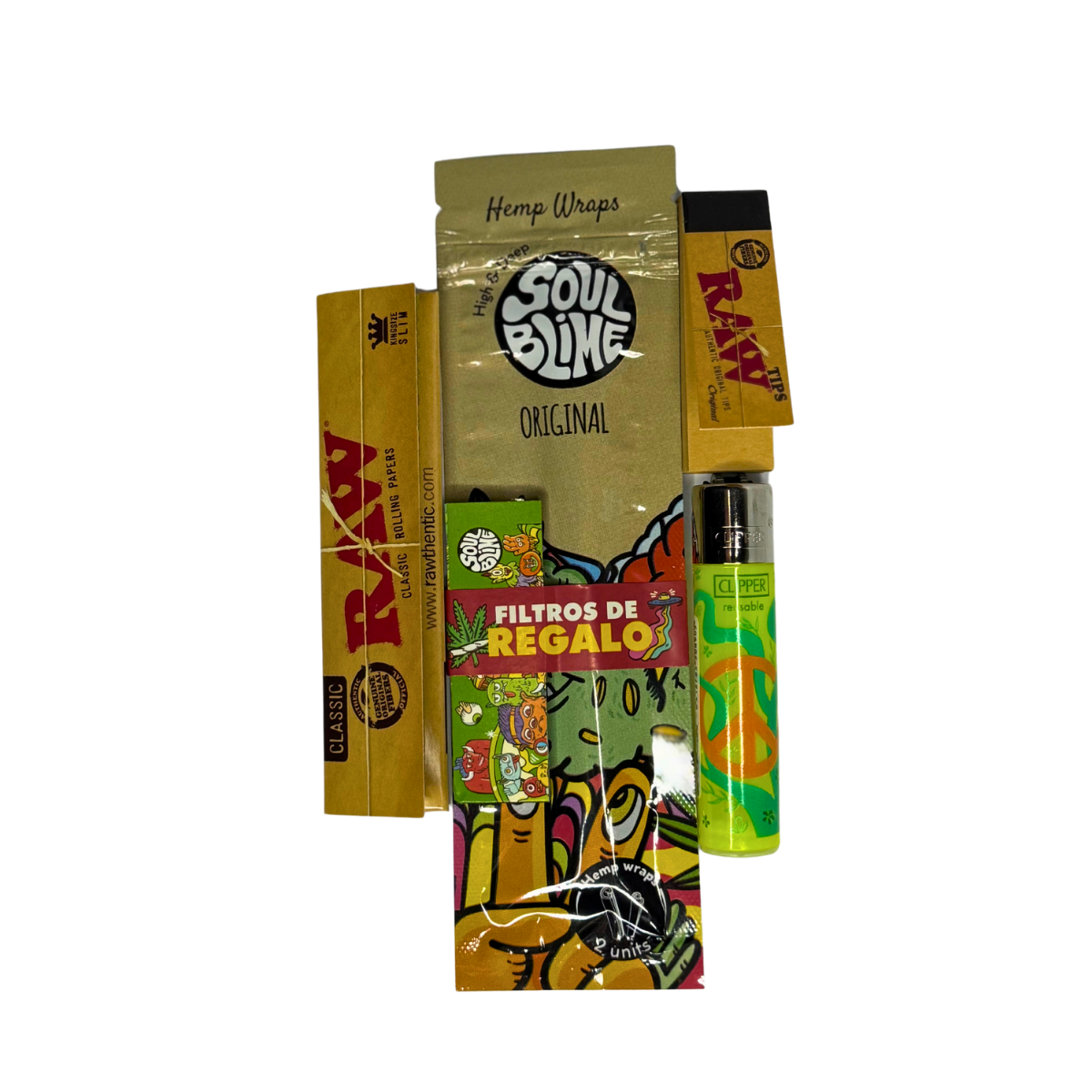 Pack Accesorios para Fumar – Papeles, Blunt, Filtros y Encendedor